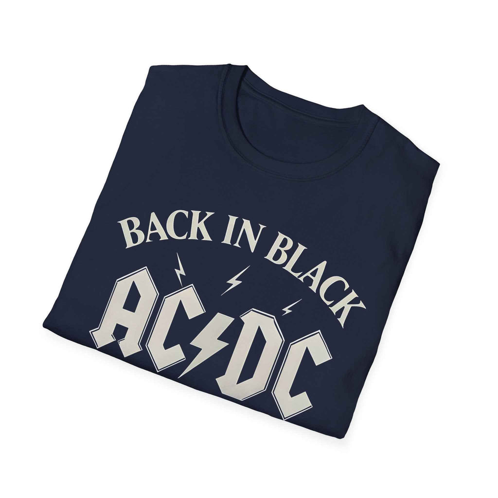 AC/DC Back in Black Unisex Softstyle T-Shirt - Rock Music Tee, Concert Shirt, Vintage Style, Music Lover Gift, Casual Wear