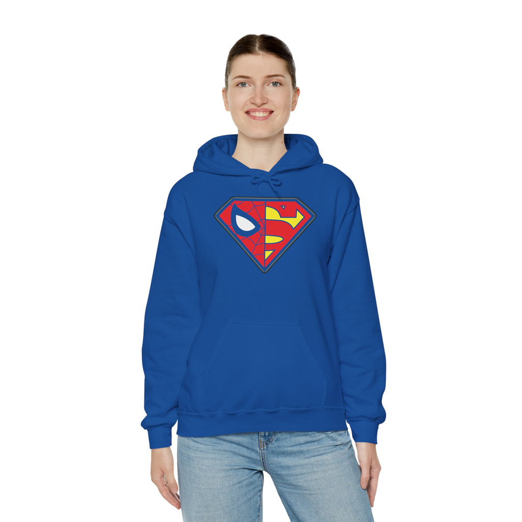 Spider-Man x Superman Logo Hoodie — Superhero Mashup Pullover