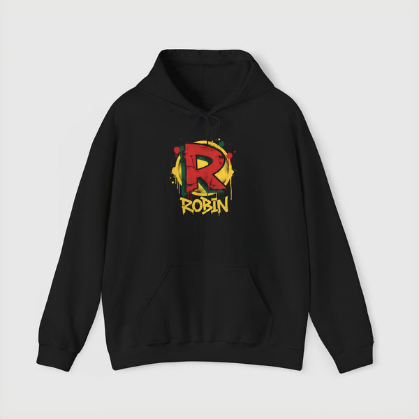 DC Robin Graffiti Hoodie — Dick Grayson "R" Street Art Pullover