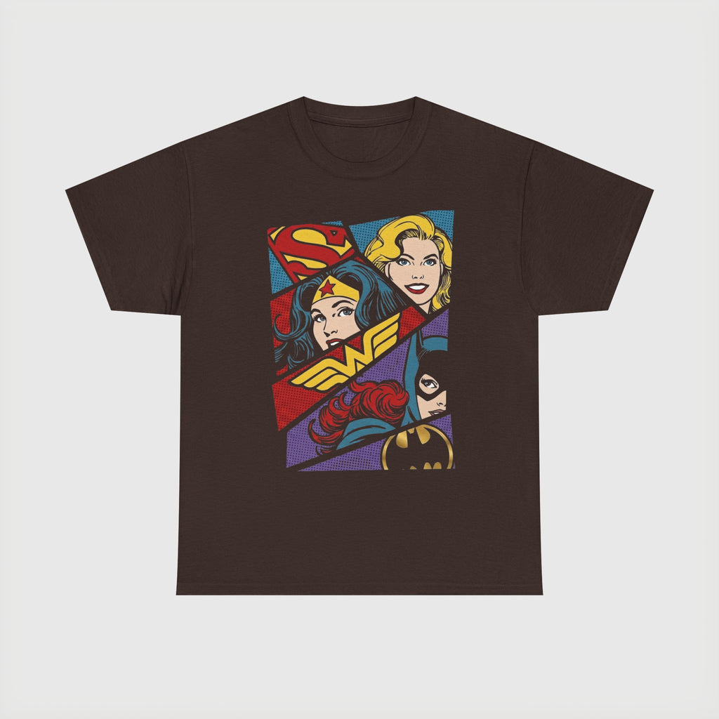 DC Girls Superhero Collage T‑Shirt — Wonder Woman, Supergirl & Batgirl Comic Tee