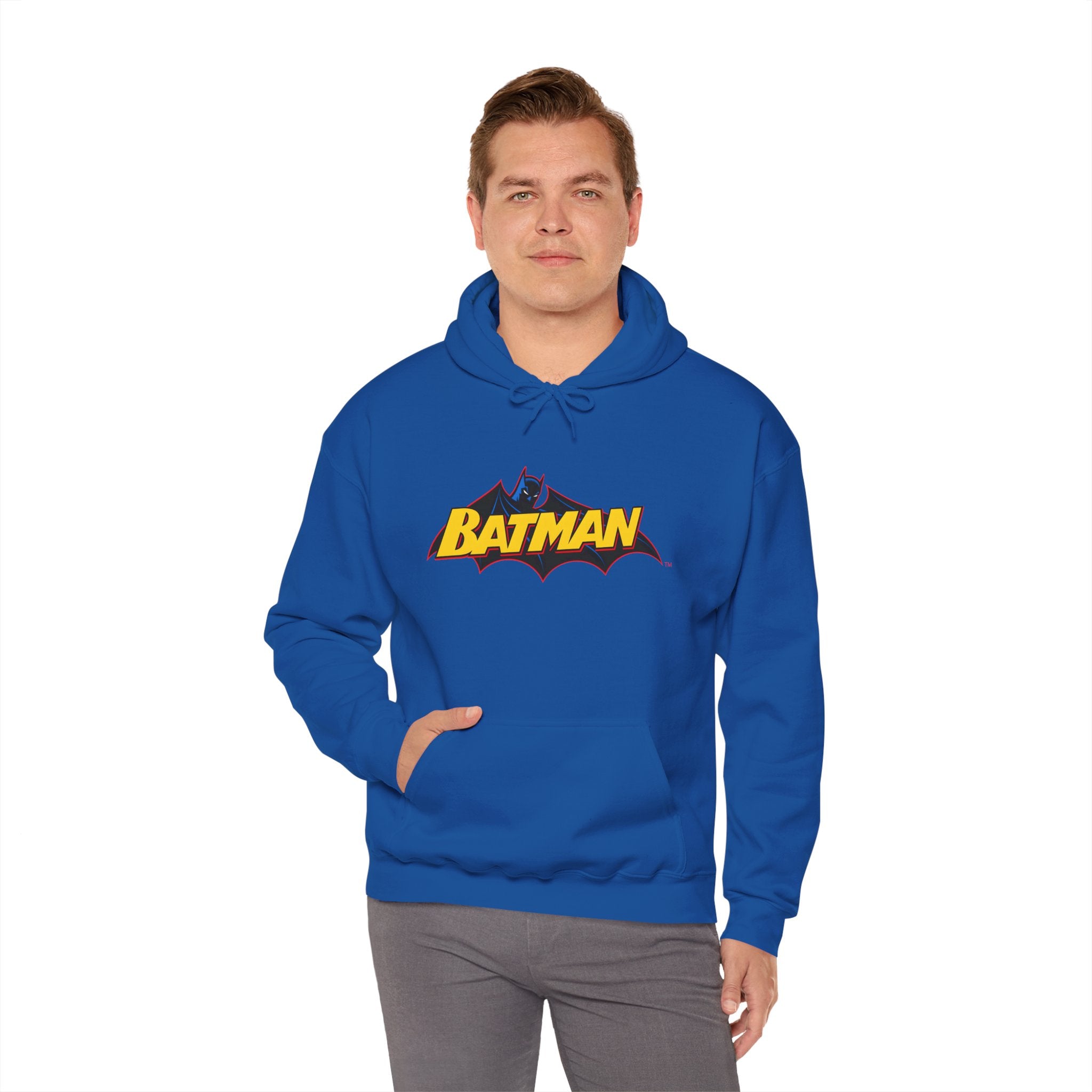 Batman DC Comics Inspired Logo Hoodie — Retro Bold Graphic Batman Sweatshirt