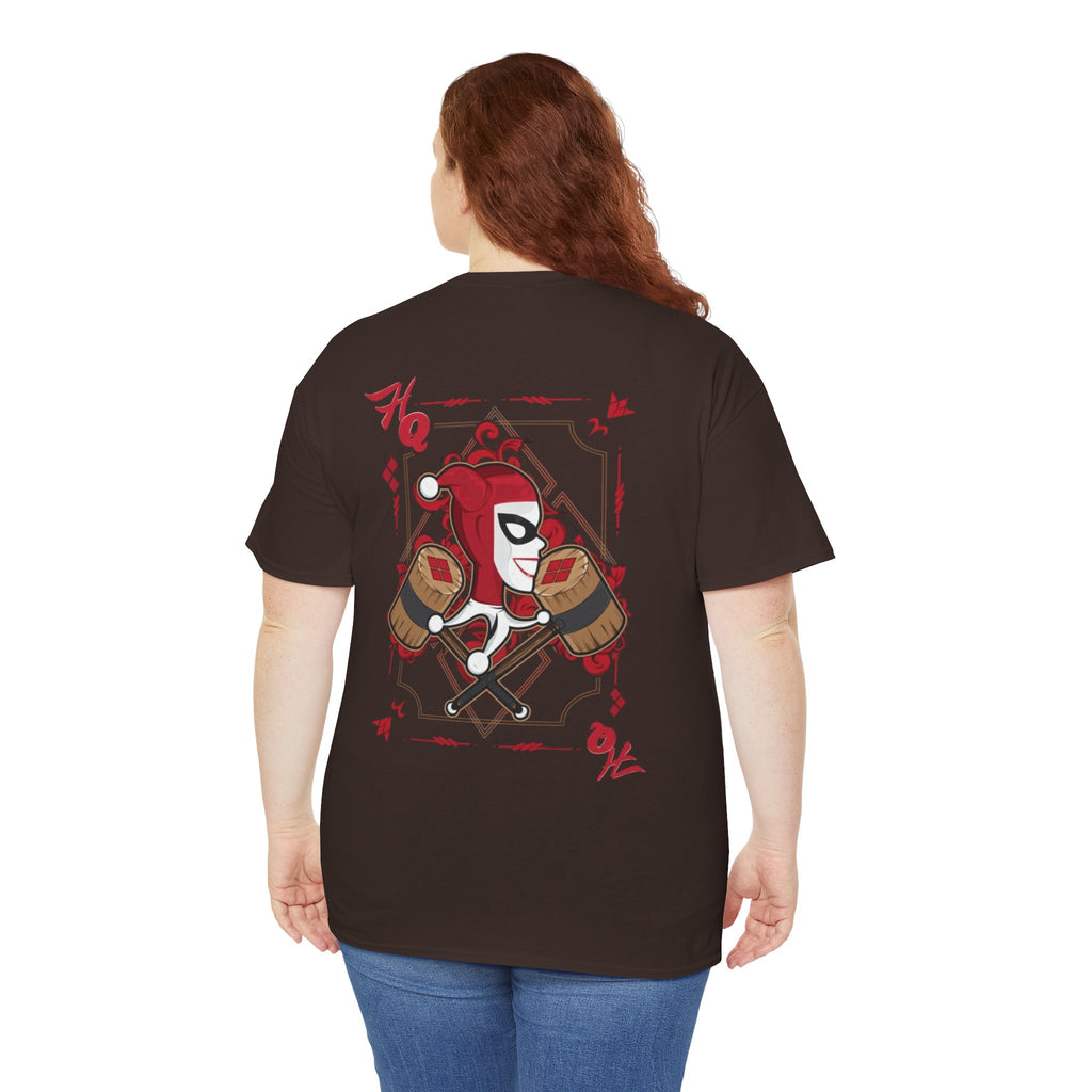 Harlequin Heart Tee — Joker-Inspired Playing Card Graphic T-Shirt