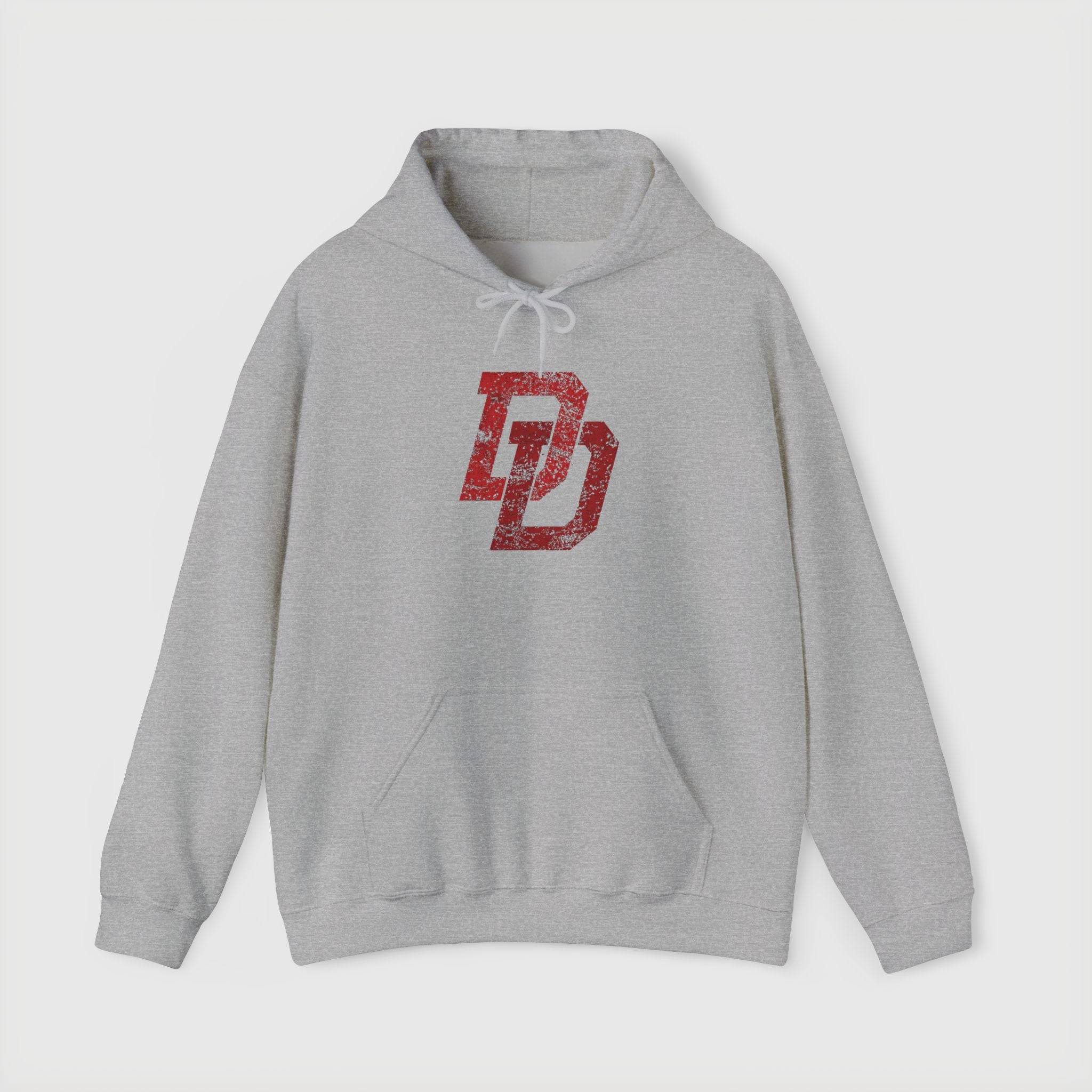 Daredevil Distressed DD Logo Hoodie — Marvel Superhero Sweatshirt