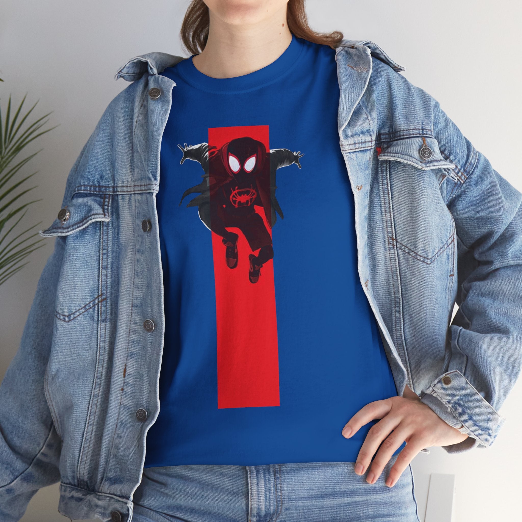 Marvel Miles Morales Spider-Man T-Shirt – Red Vertical Stripe Design | Premium Superhero Tee for Fans