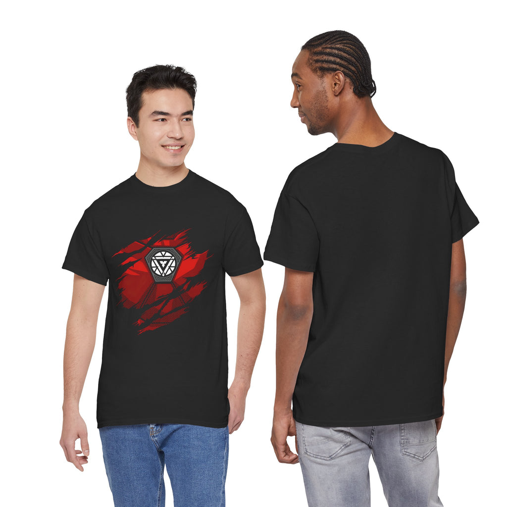 Iron Man Reactor Ripped Chest Graphic Tee — Toni Stark 2026 Tee