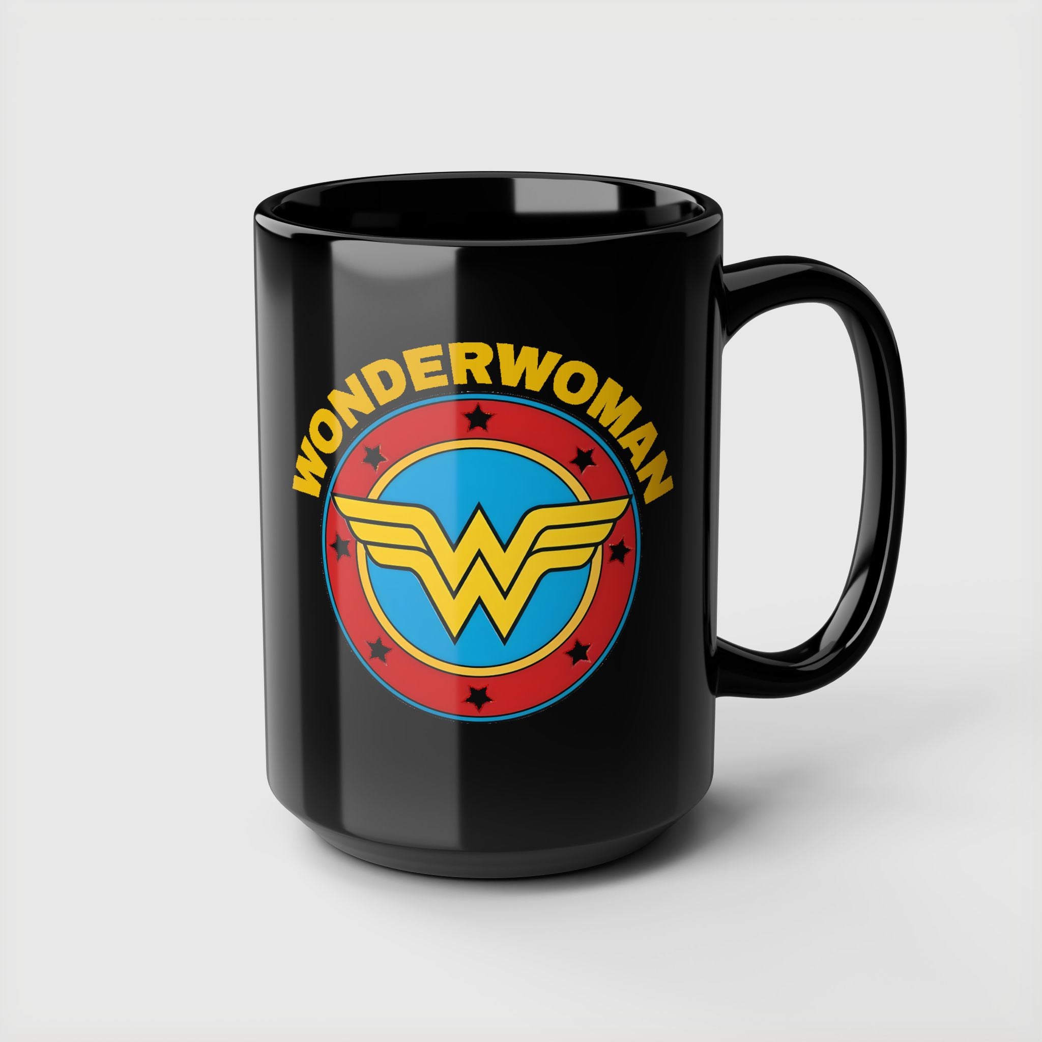 Wonder Woman Vintage Logo Coffee Mug - Retro DC Justice League Ceramic Cup - 11oz & 15oz