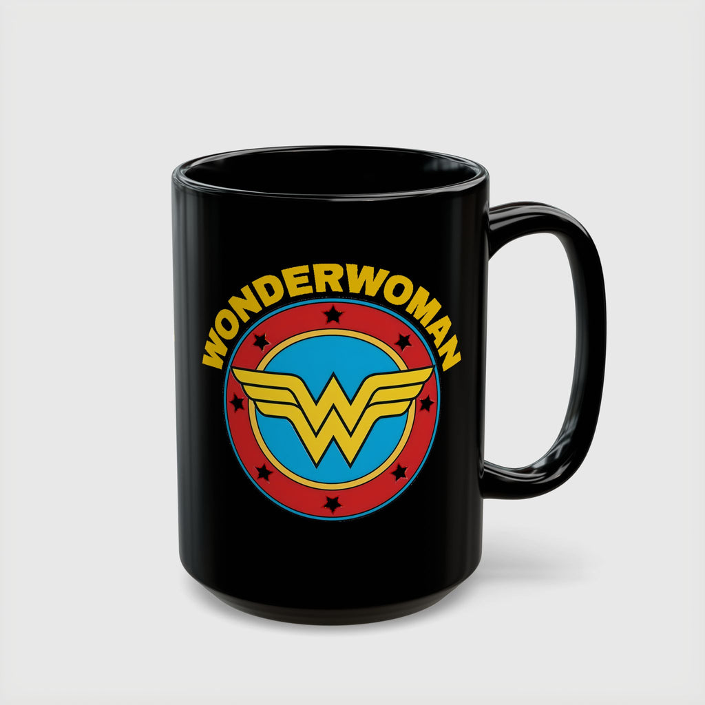 Wonder Woman Vintage Logo Coffee Mug - Retro DC Justice League Ceramic Cup - 11oz & 15oz