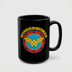 Wonder Woman Vintage Logo Coffee Mug - Retro DC Justice League Ceramic Cup - 11oz & 15oz
