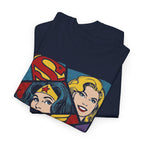 DC Girls Superhero Collage T‑Shirt — Wonder Woman, Supergirl & Batgirl Comic Tee