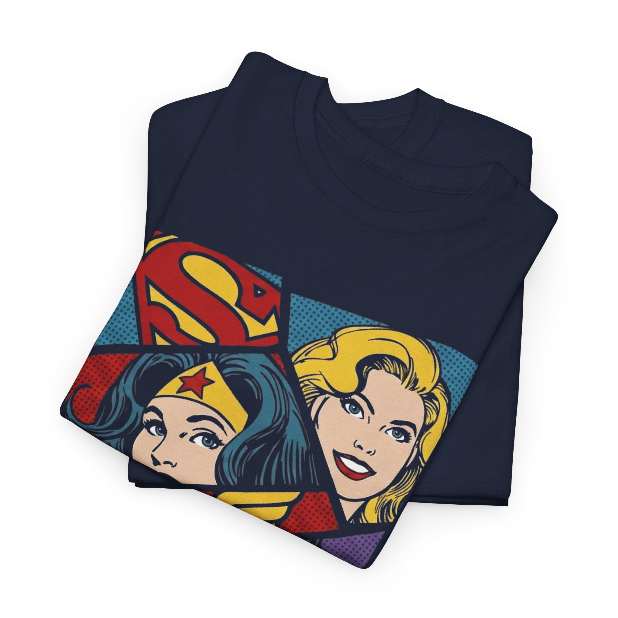 DC Girls Superhero Collage T‑Shirt — Wonder Woman, Supergirl & Batgirl Comic Tee