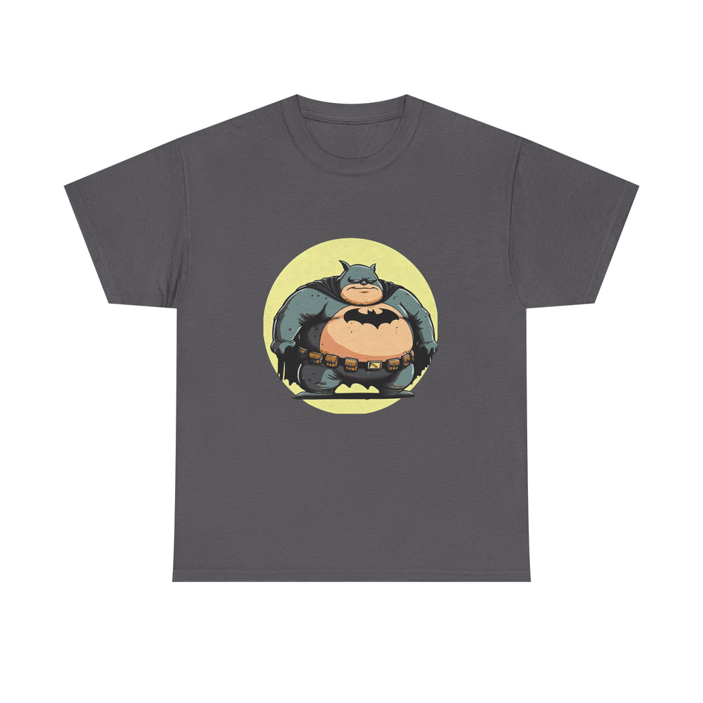 Funny Chubby Bat Hero T‑Shirt — Cute Fat Batman Parody Tee
