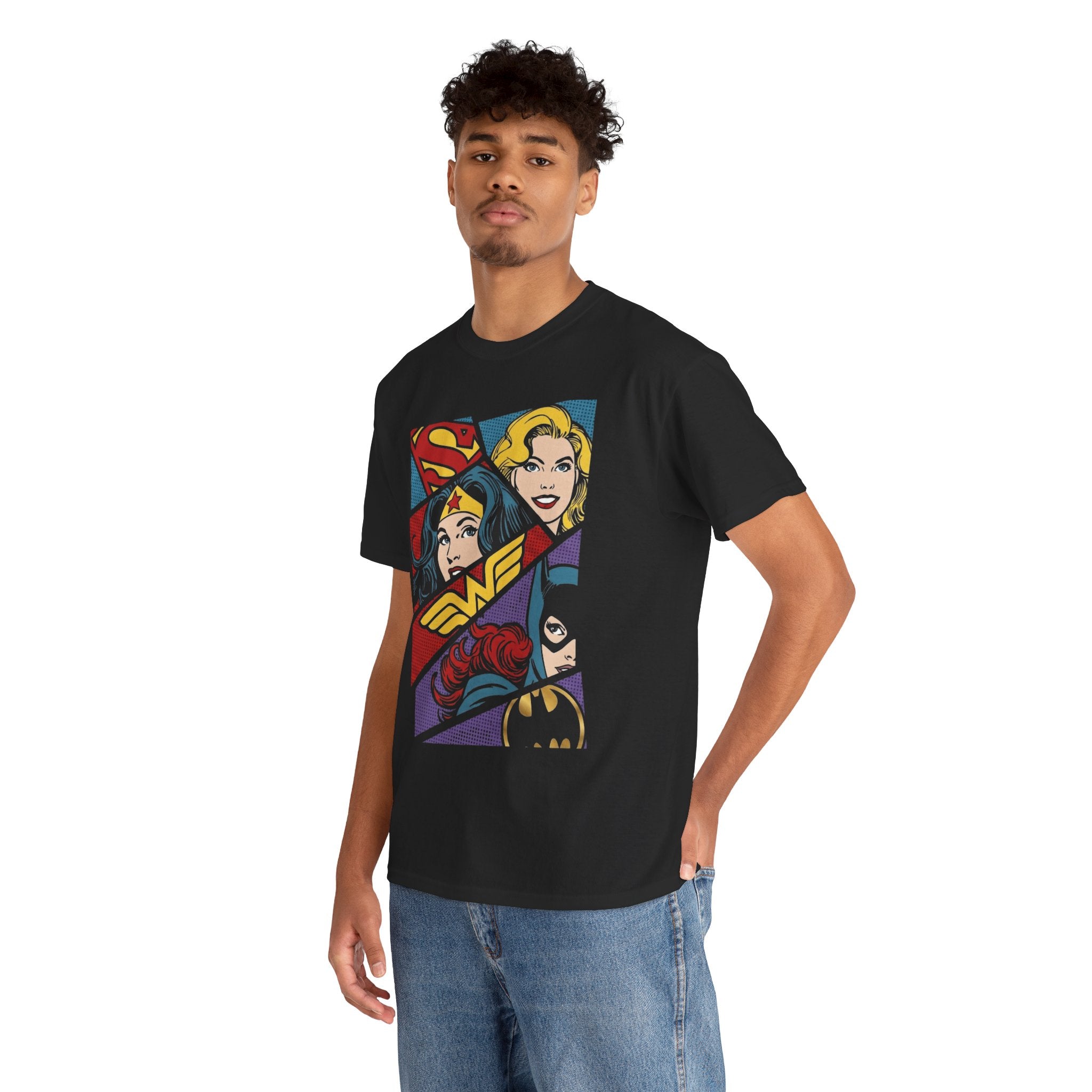 DC Girls Superhero Collage T‑Shirt — Wonder Woman, Supergirl & Batgirl Comic Tee