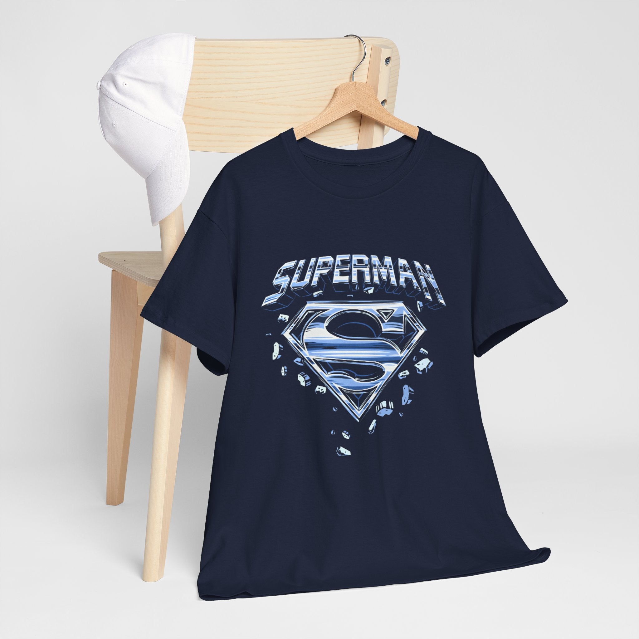 Man of Steel Metallic Logo T-Shirt — Shattered Chrome Superman Unisex Tee