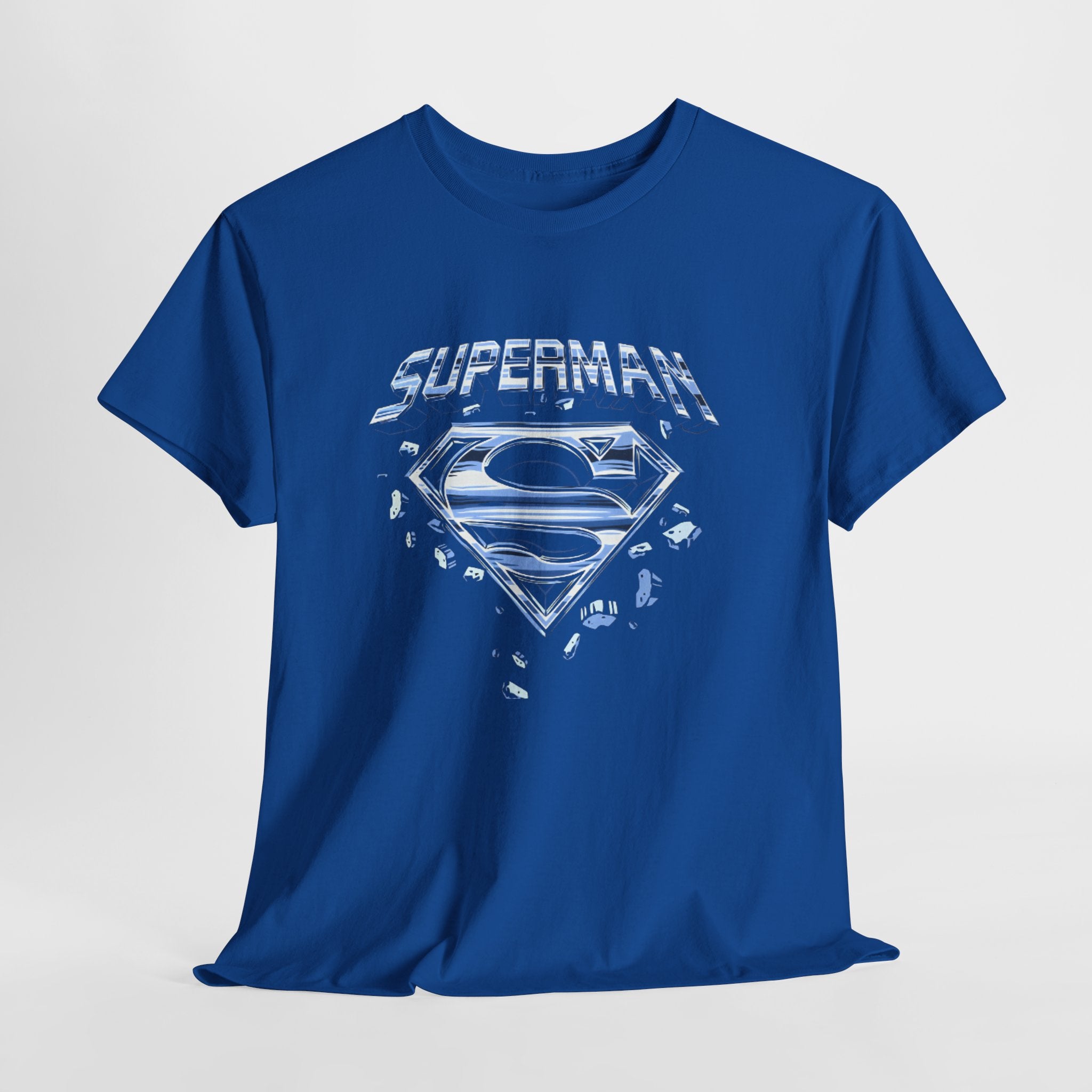 Man of Steel Metallic Logo T-Shirt — Shattered Chrome Superman Unisex Tee