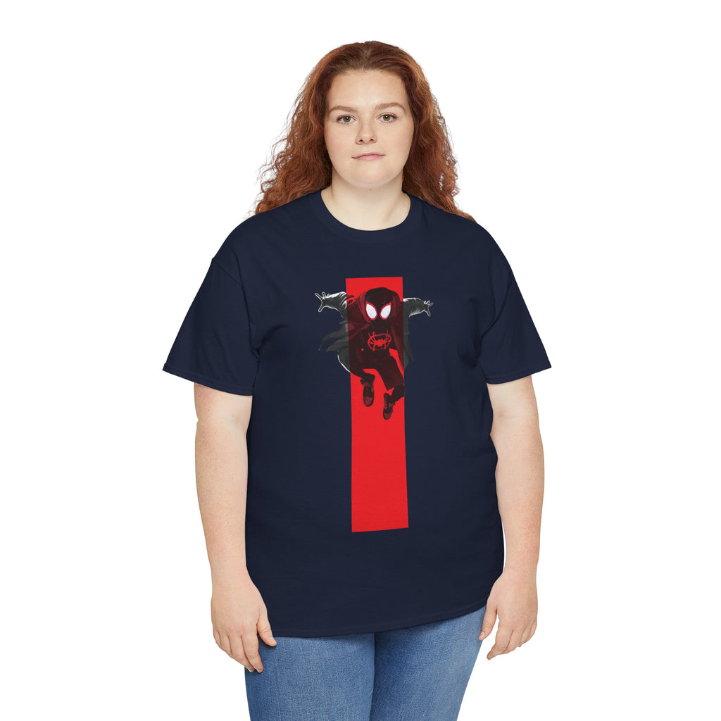 Marvel Miles Morales Spider-Man T-Shirt – Red Vertical Stripe Design | Premium Superhero Tee for Fans