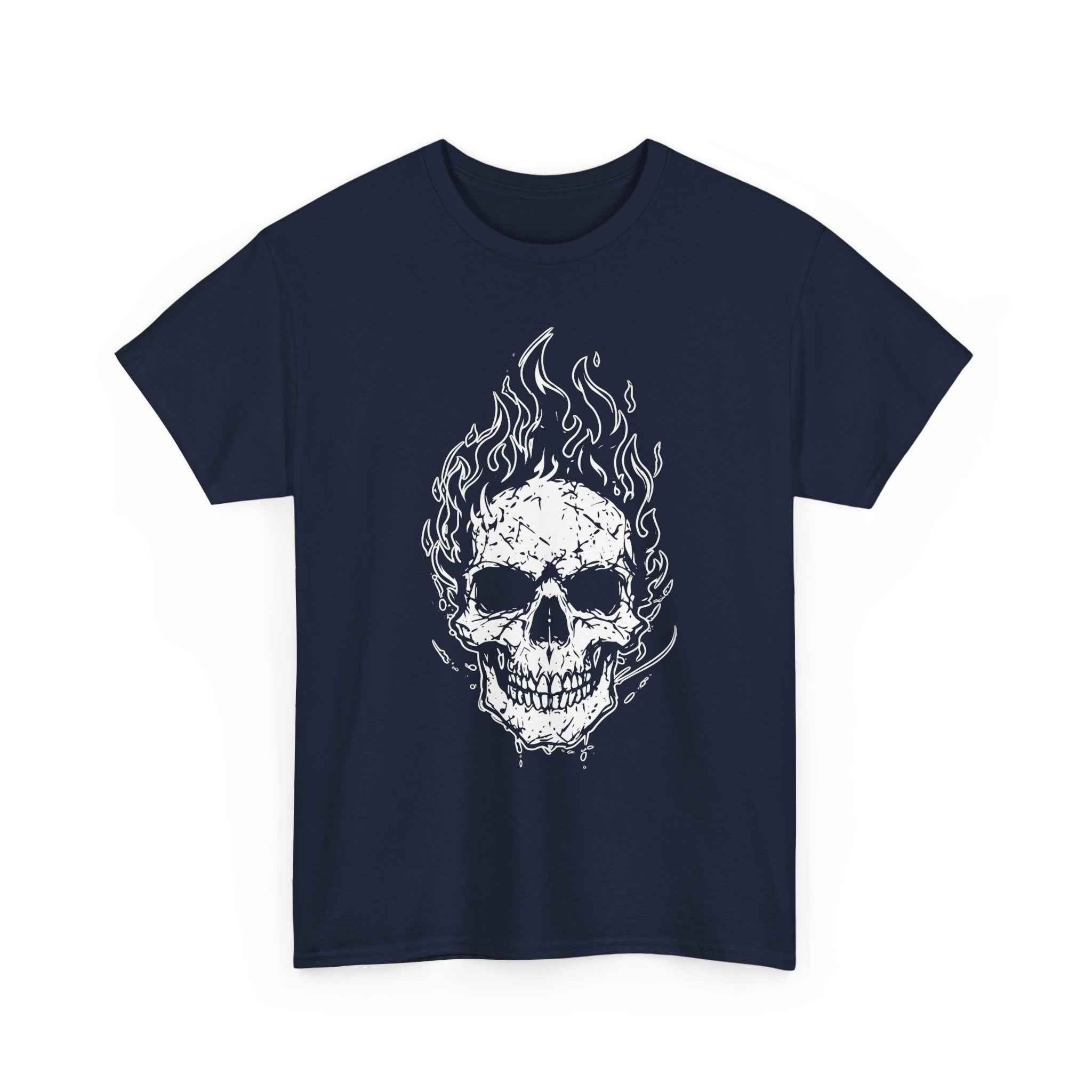 Flaming Skull Graphic Tee - Unisex Cotton T-Shirt, Alternative Fashion, Halloween Costume, Edgy Apparel, Gift for Him/Her