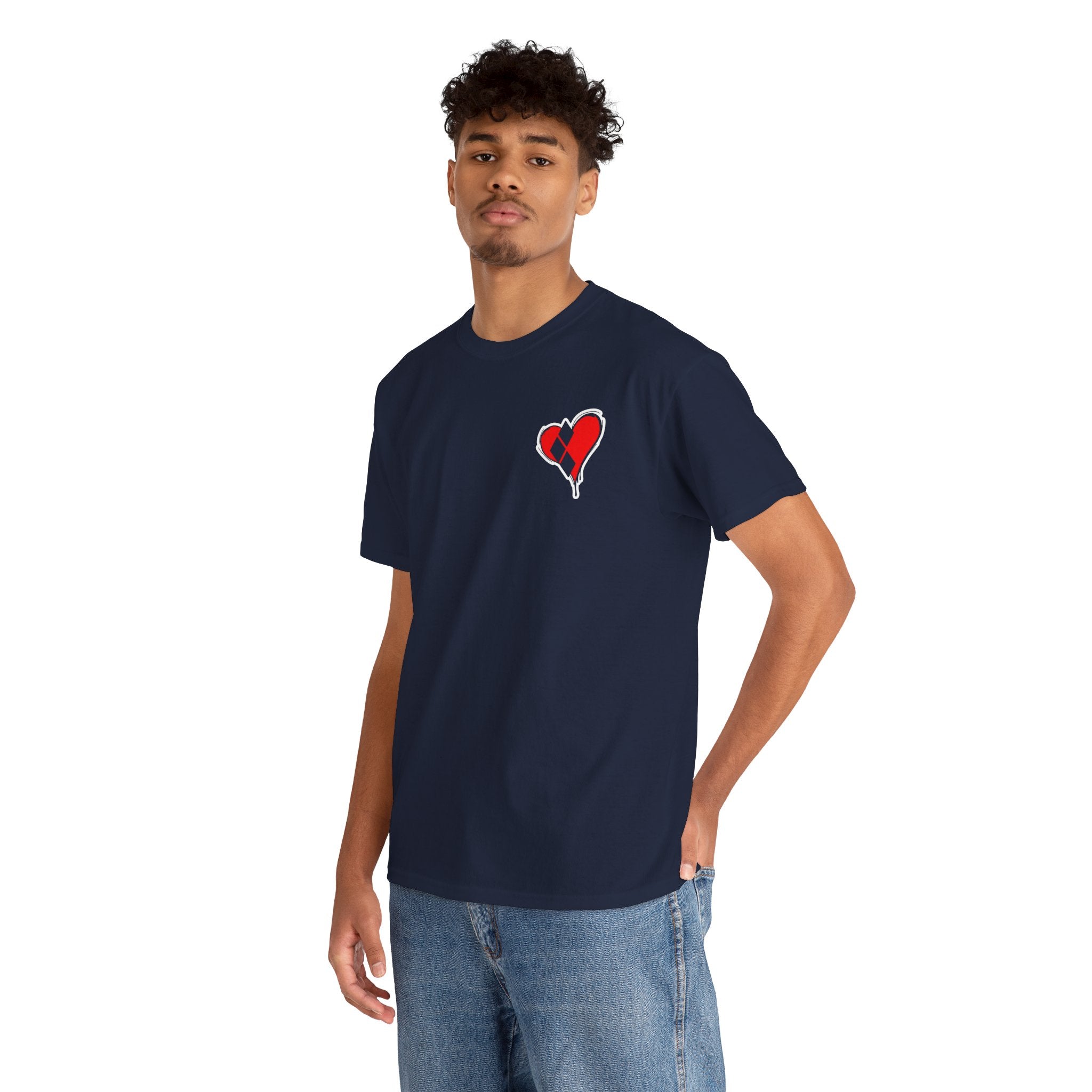 Harlequin Heart Tee — Joker-Inspired Playing Card Graphic T-Shirt