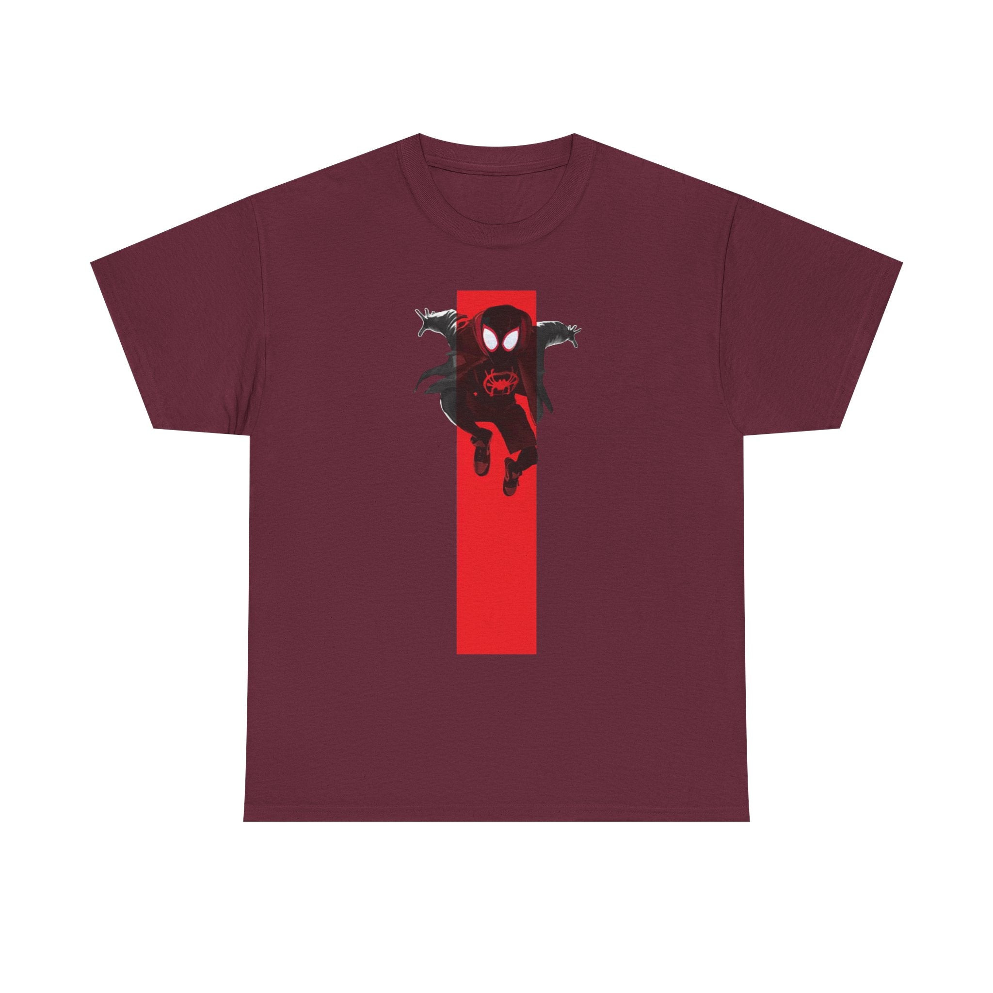 Marvel Miles Morales Spider-Man T-Shirt – Red Vertical Stripe Design | Premium Superhero Tee for Fans