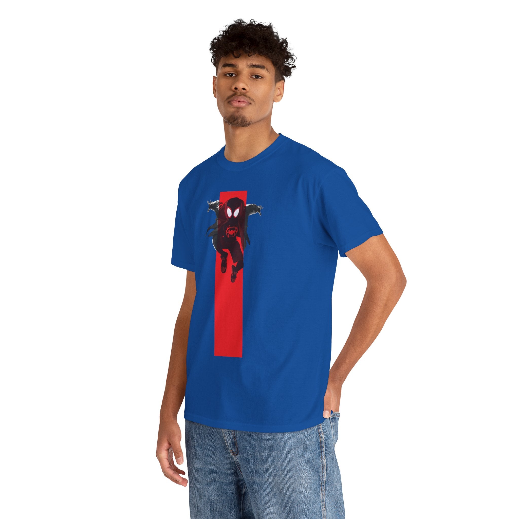 Marvel Miles Morales Spider-Man T-Shirt – Red Vertical Stripe Design | Premium Superhero Tee for Fans
