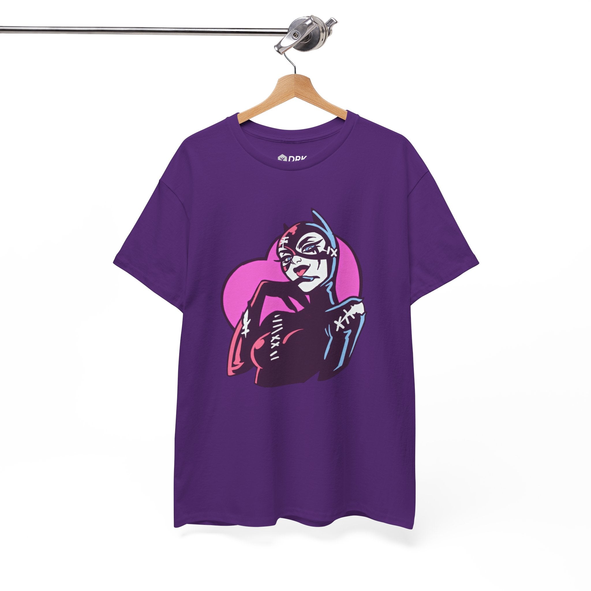 Catwoman Neon Heart Retro Comic T-Shirt — Catwoman Anti-Hero Tee