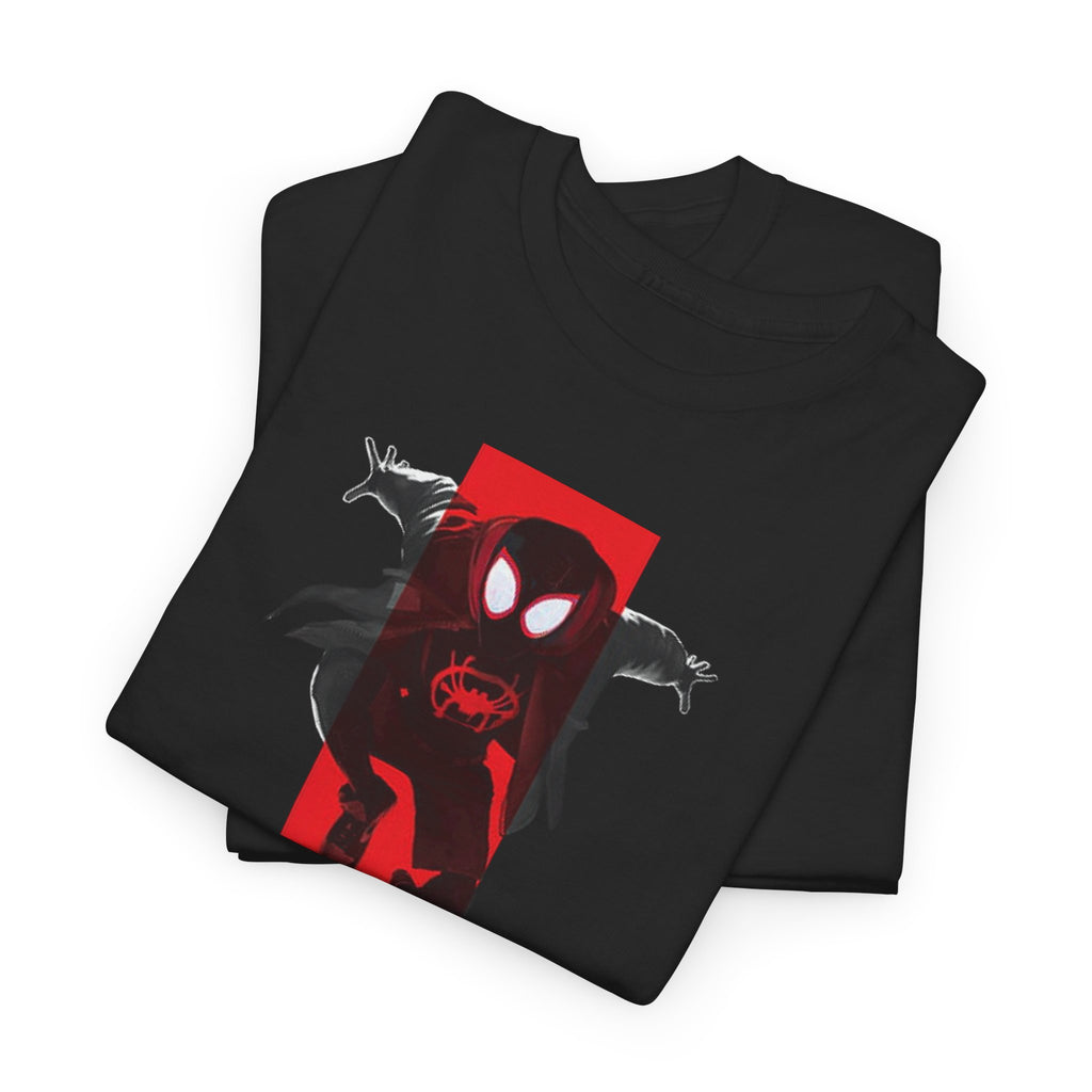 Marvel Miles Morales Spider-Man T-Shirt – Red Vertical Stripe Design | Premium Superhero Tee for Fans