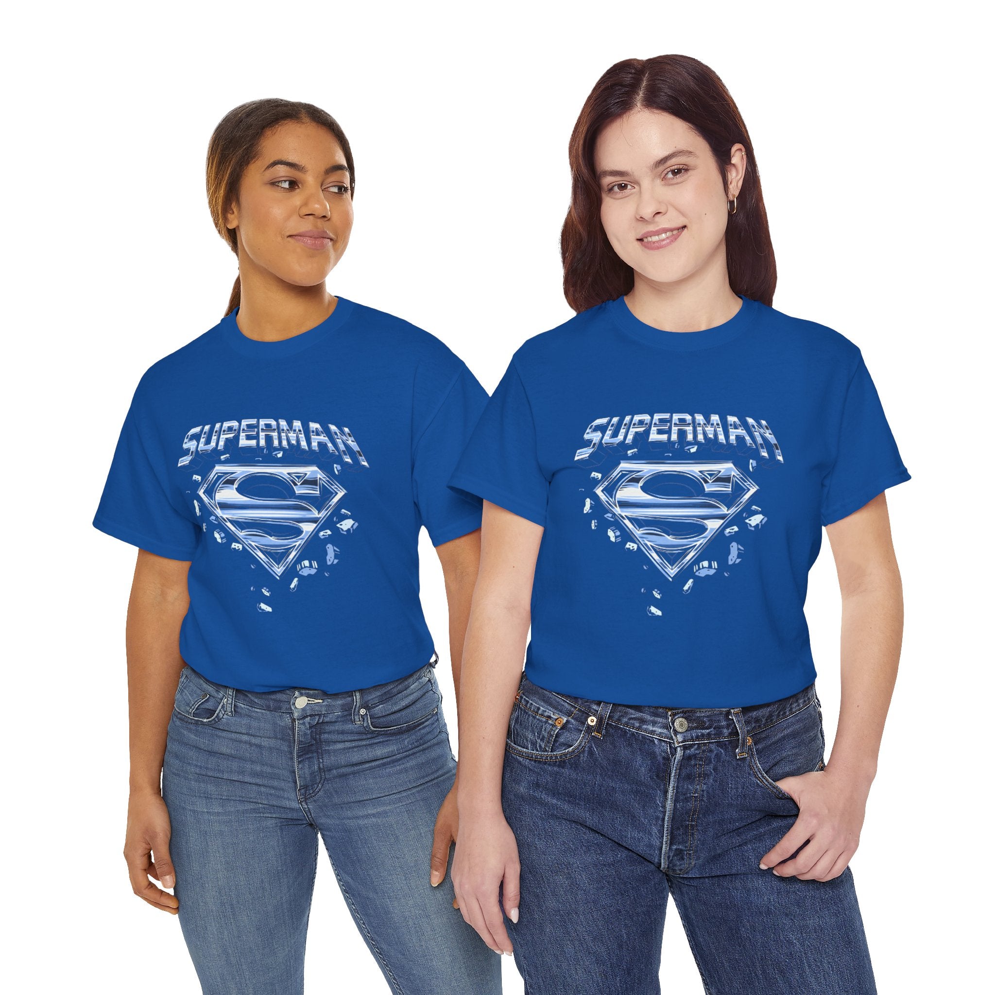 Man of Steel Metallic Logo T-Shirt — Shattered Chrome Superman Unisex Tee