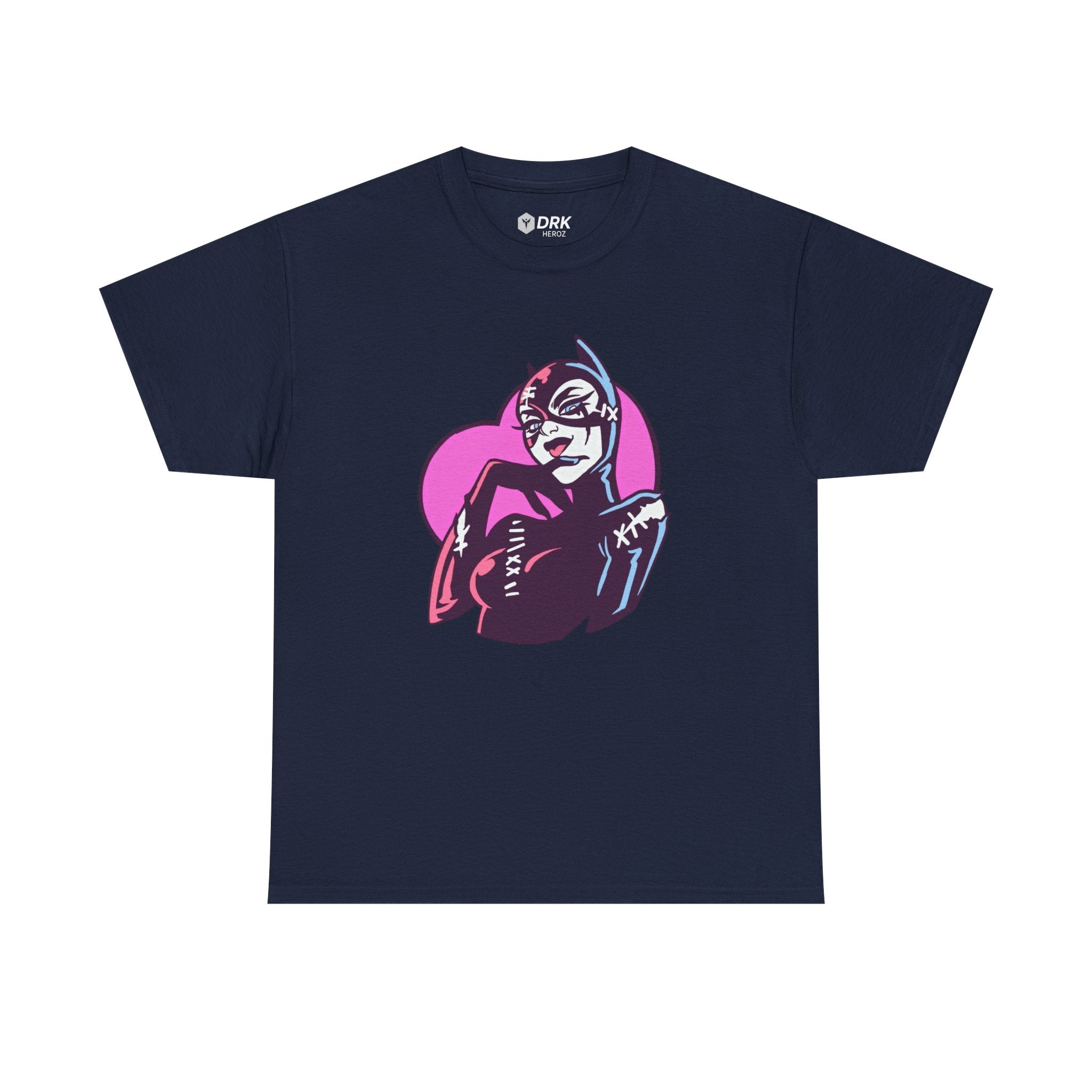 Catwoman Neon Heart Retro Comic T-Shirt — Catwoman Anti-Hero Tee