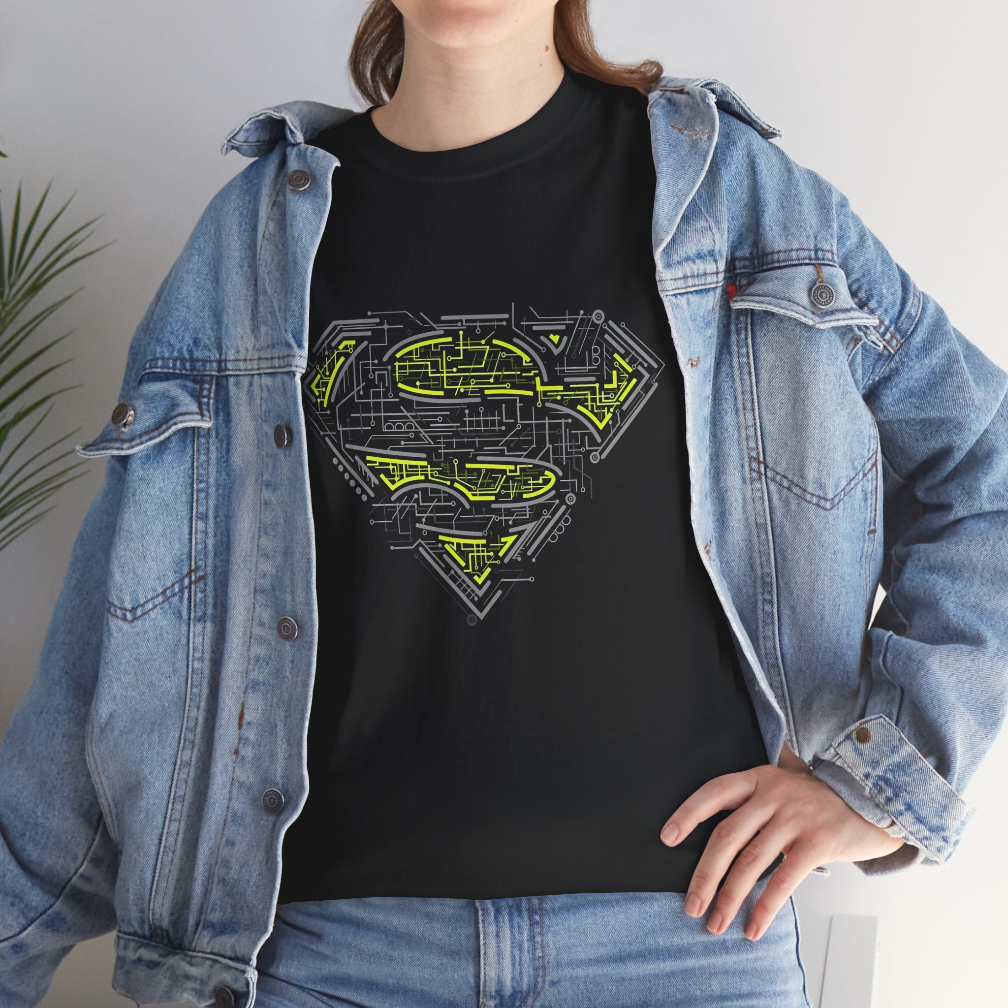 Superman Tech Shield T-Shirt — Futuristic Man of Steel Fanart Logo Tee