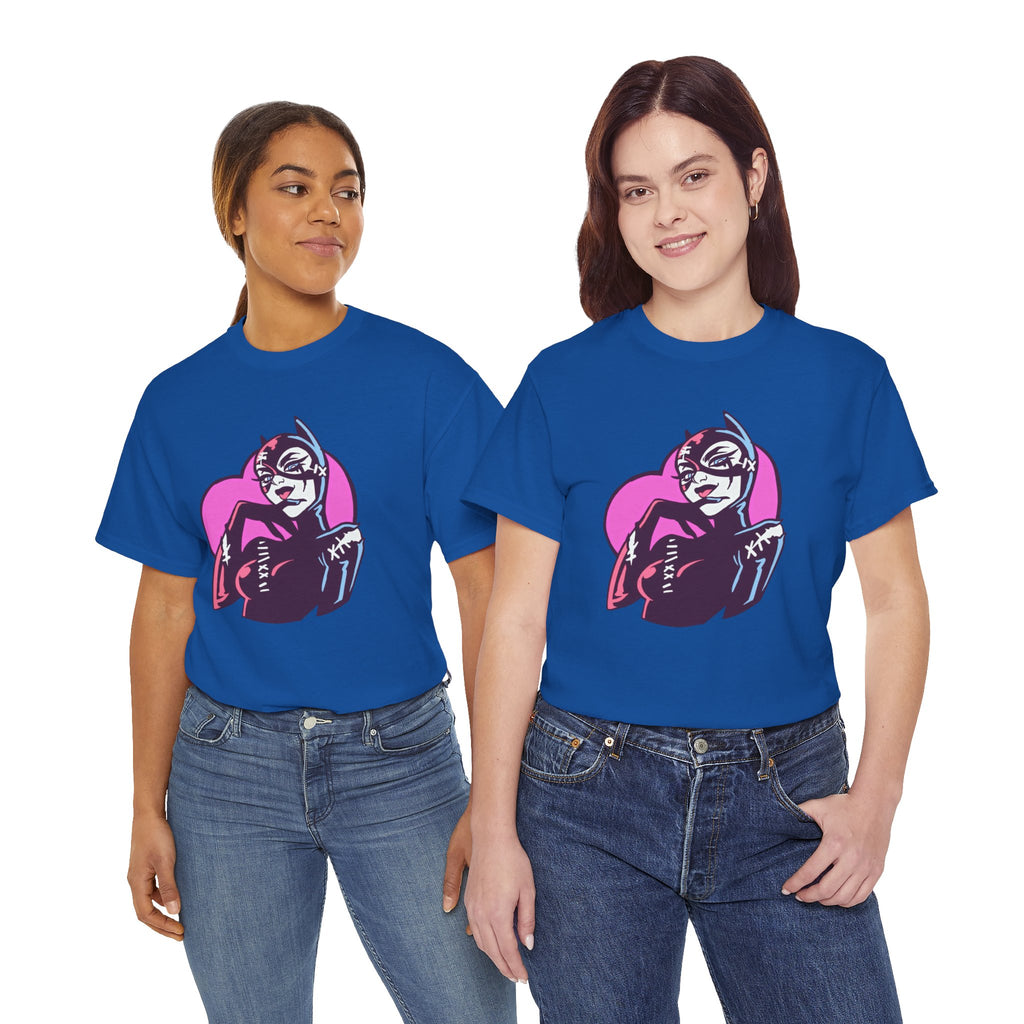 Catwoman Neon Heart Retro Comic T-Shirt — Catwoman Anti-Hero Tee