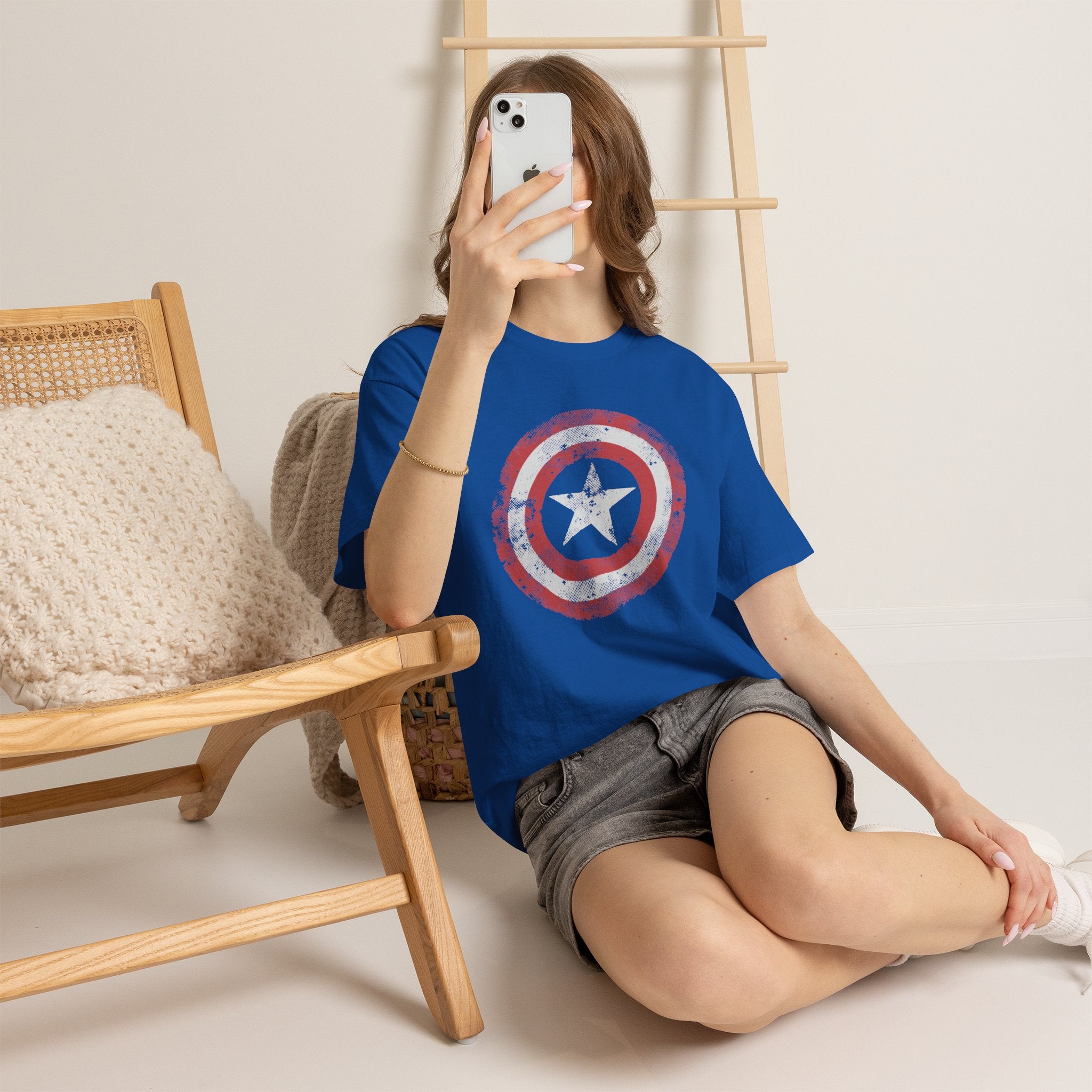 Vintage Captain America Shield Star T-Shirt - Unisex Distressed Avengers Tee