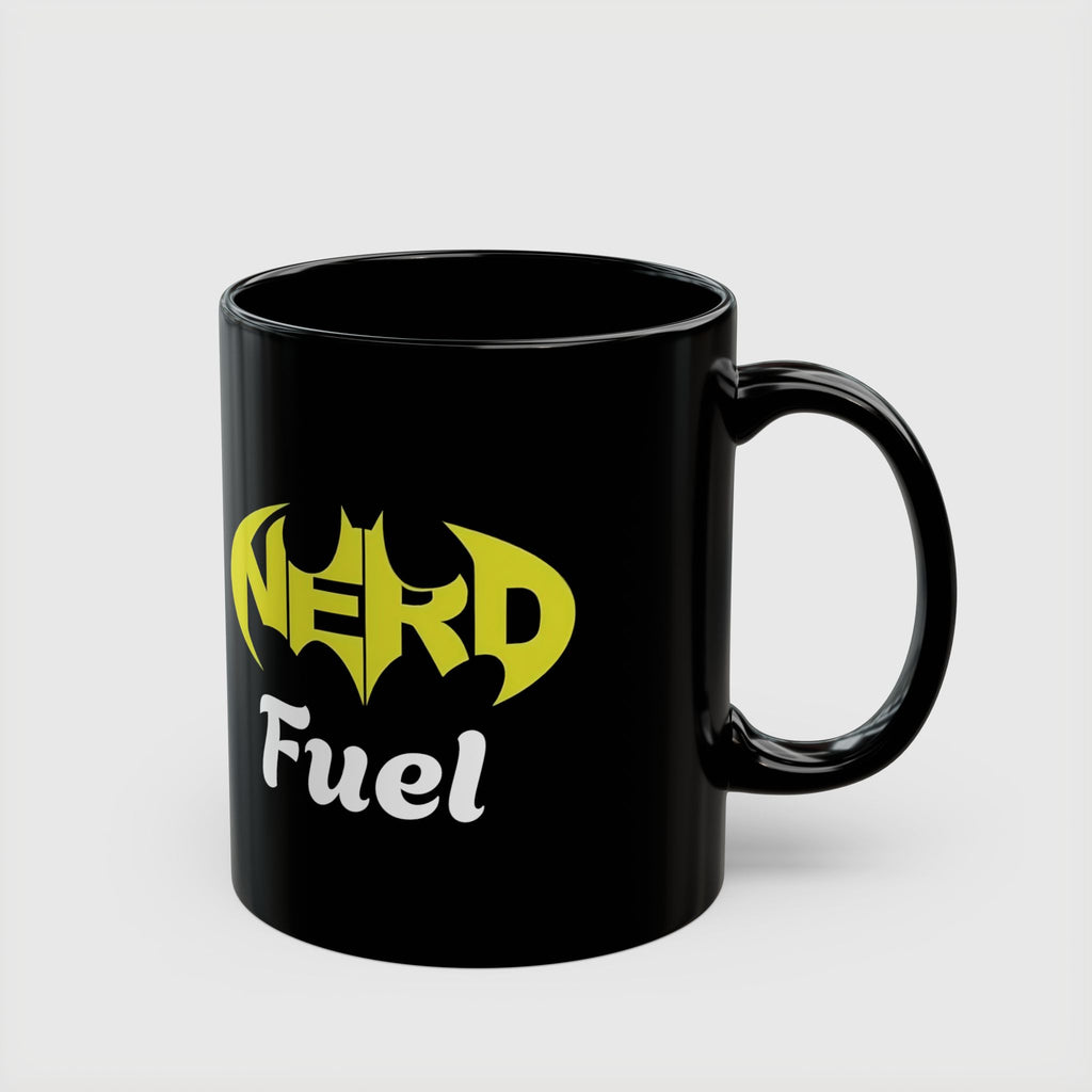 Nerd Fuel Black Morning Coffee Mug — Nerd Batman Logo 11oz/15oz