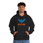 Nightwing Logo Hoodie — Dick Grayson Blue Bat Graphic Pullover