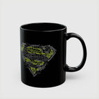 DC Superman Cyborg Logo Coffee Mug — Neon Tech Superman Shield Coffee Cup (11oz/15oz)