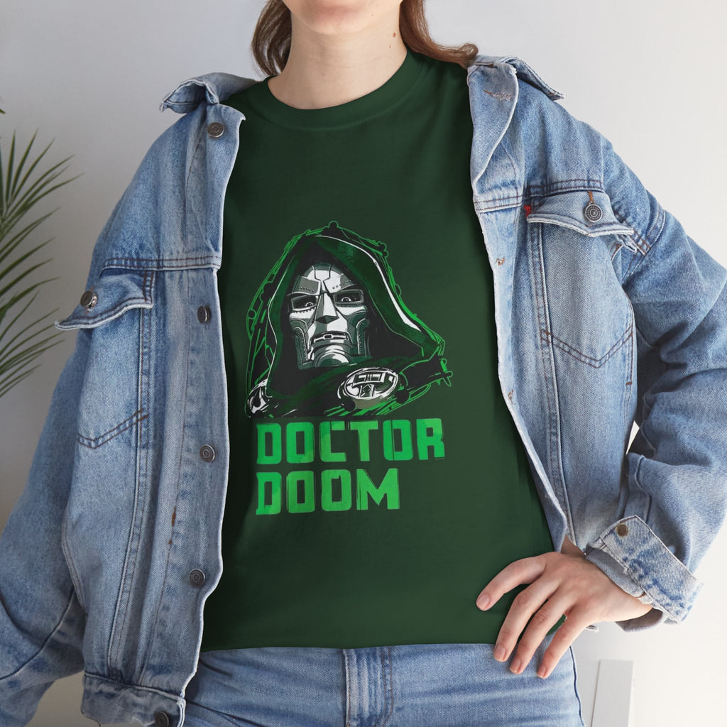 Doctor Doom Retro Green Villain Portrait T-Shirt — Avengers Graphic Tee