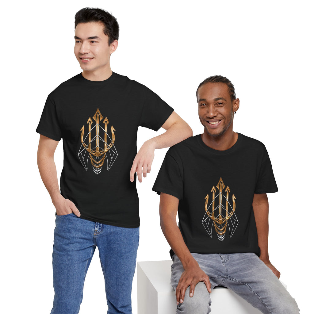 Gold Aquaman Trident Graphic Tee – Jason Momoa Aquaman Logo T-Shirt