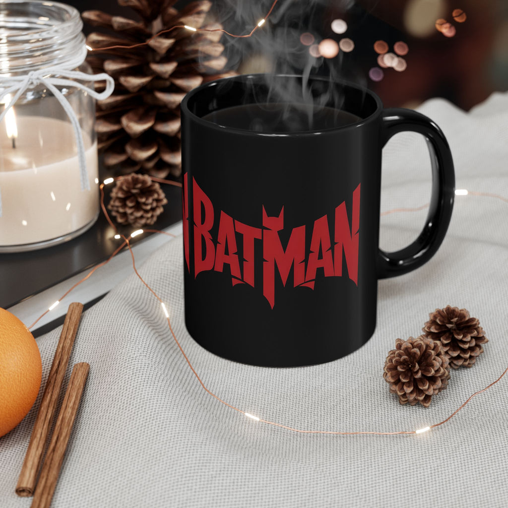 Batman Movie 2022 Red Logo Black Mug — 11oz & 15oz Ceramic Coffee Cup
