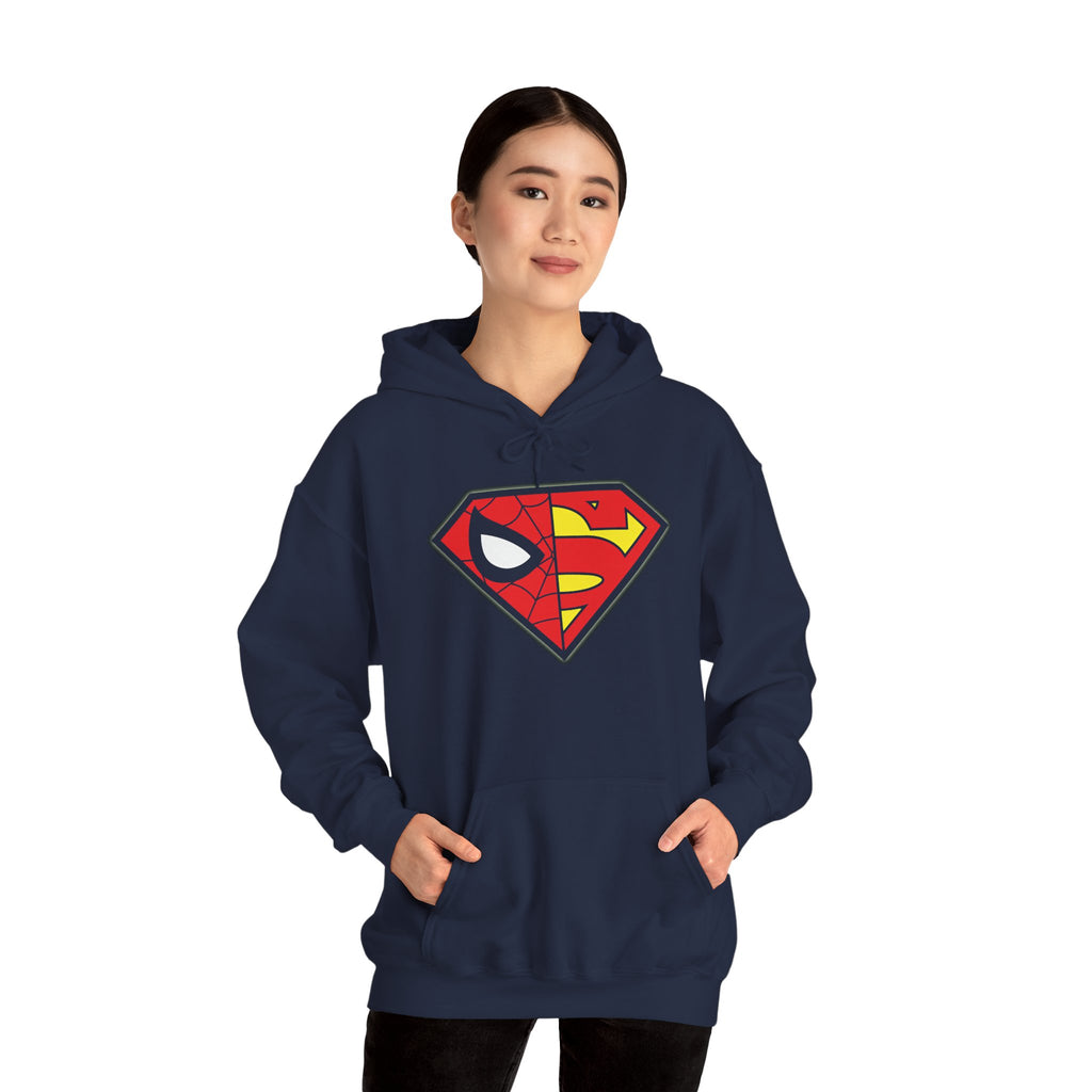 Spider-Man x Superman Logo Hoodie — Superhero Mashup Pullover