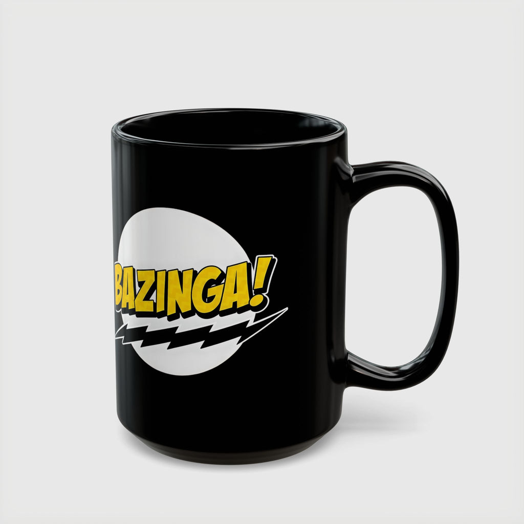 Bazinga! Retro Comic Black Ceramic Mug — 11oz & 15oz