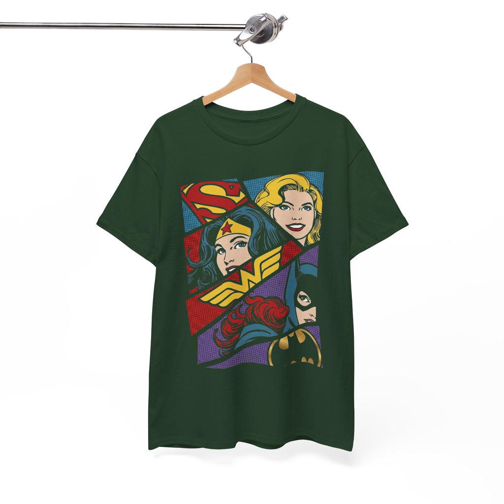 DC Girls Superhero Collage T‑Shirt — Wonder Woman, Supergirl & Batgirl Comic Tee