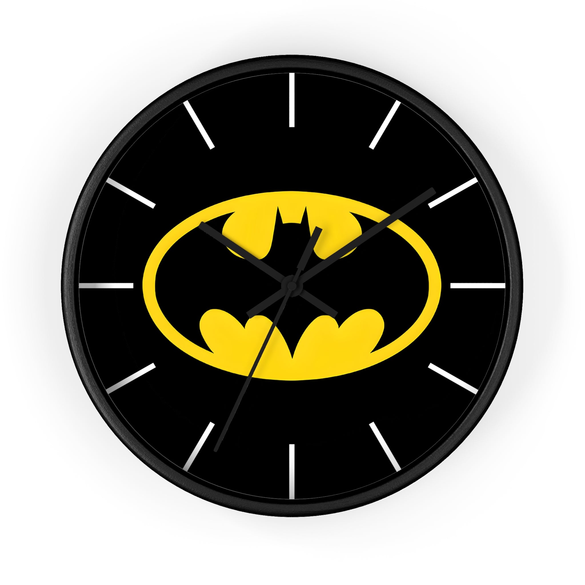 Batman Logo Wall Clock — Black & Yellow Superhero Decor