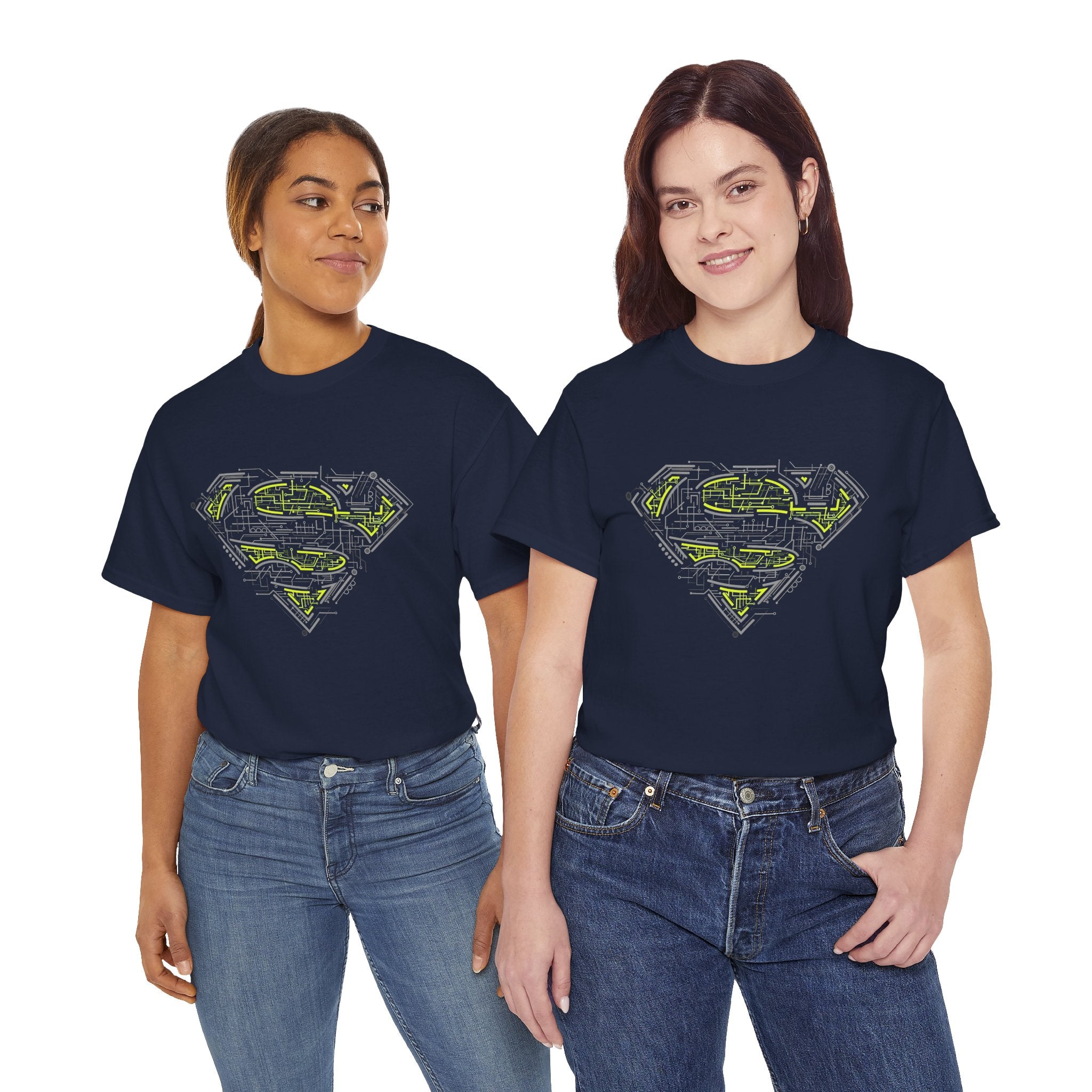 Superman Tech Shield T-Shirt — Futuristic Man of Steel Fanart Logo Tee