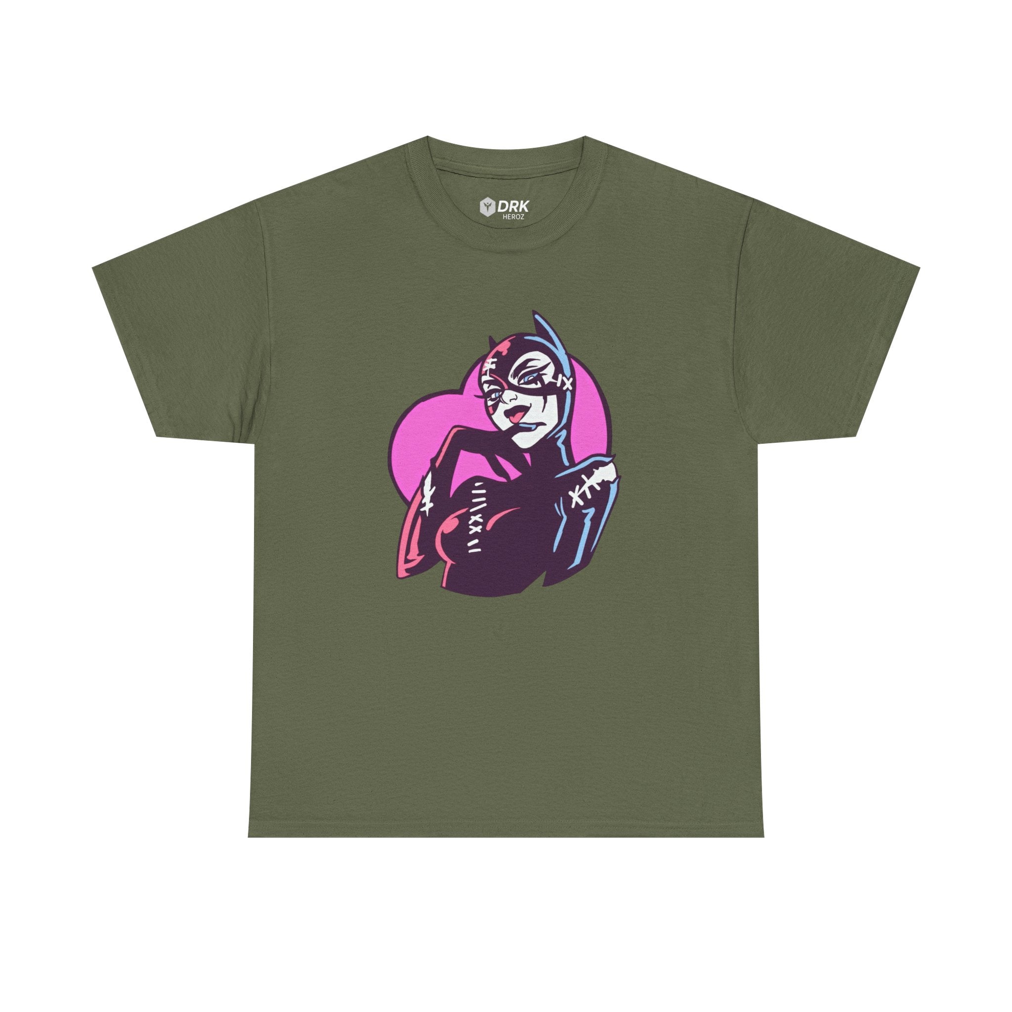 Catwoman Neon Heart Retro Comic T-Shirt — Catwoman Anti-Hero Tee
