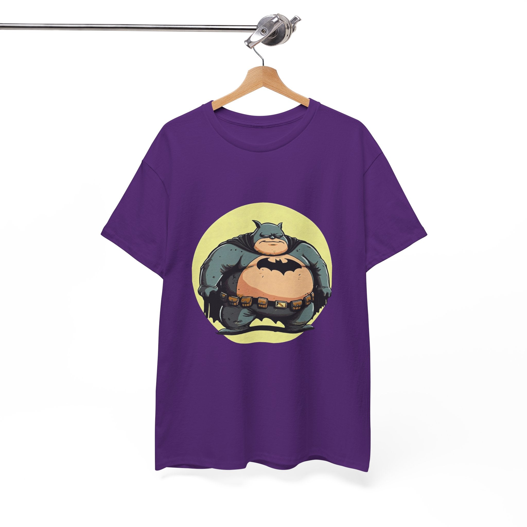Funny Chubby Bat Hero T‑Shirt — Cute Fat Batman Parody Tee