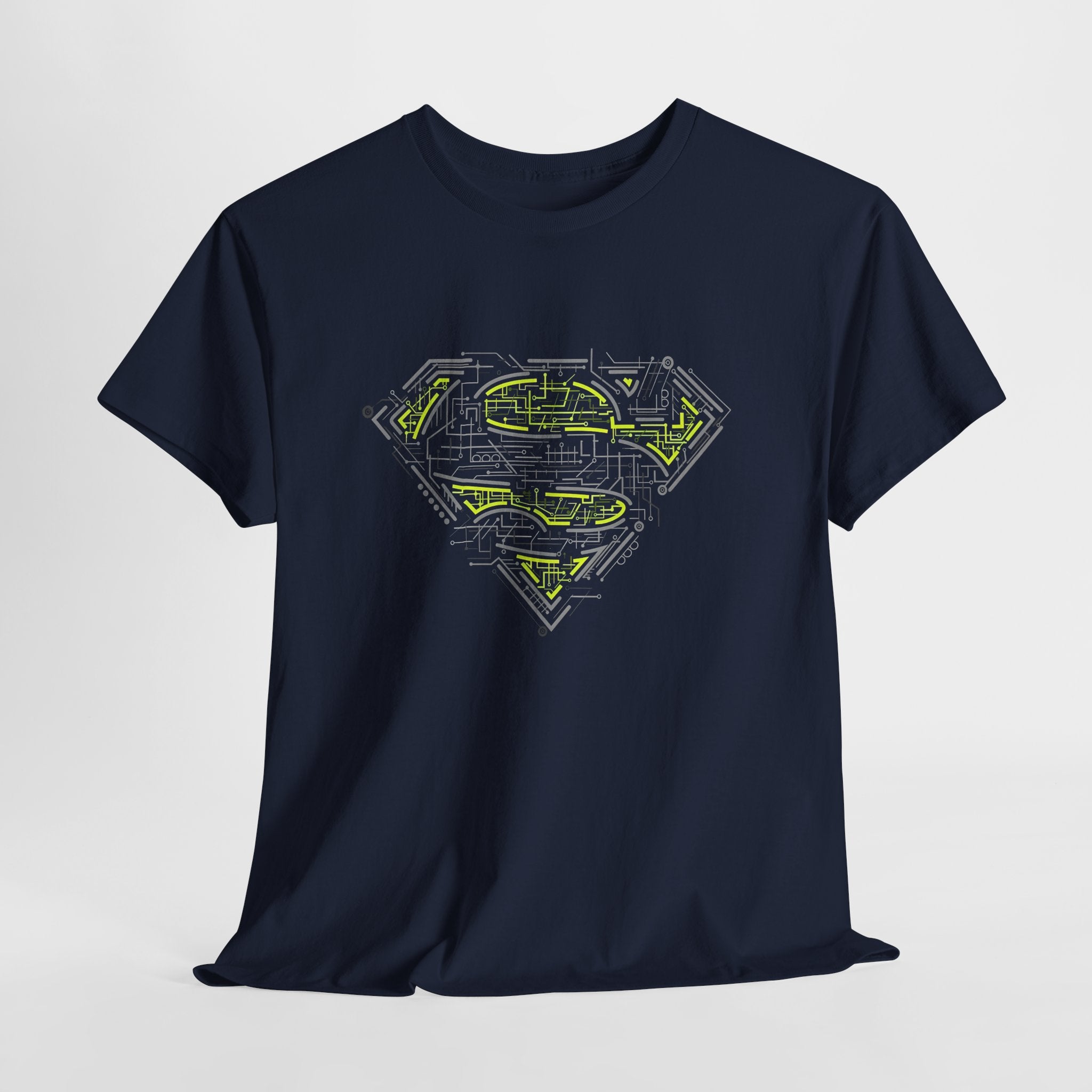 Superman Tech Shield T-Shirt — Futuristic Man of Steel Fanart Logo Tee
