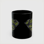 DC Superman Cyborg Logo Coffee Mug — Neon Tech Superman Shield Coffee Cup (11oz/15oz)
