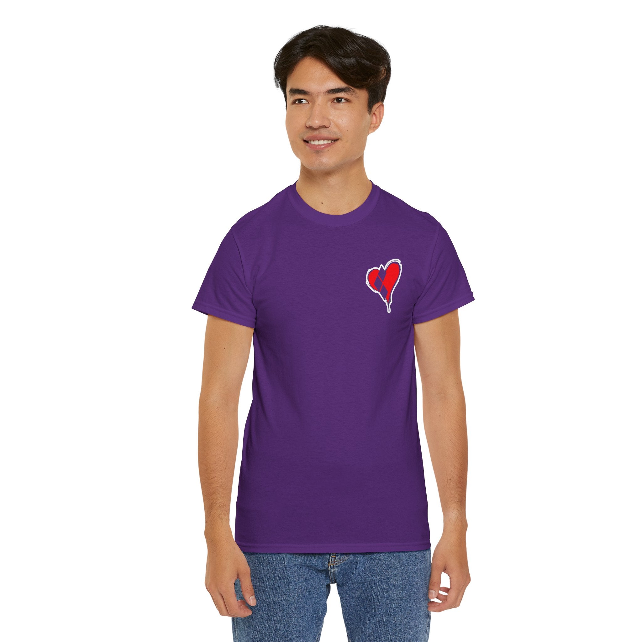Harlequin Heart Tee — Joker-Inspired Playing Card Graphic T-Shirt