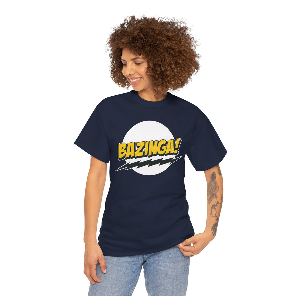 Flash Parody: A fan tribute Unisex T-shirt - DC Flash logo with Sheldon's catchphrase "Bazinga!"