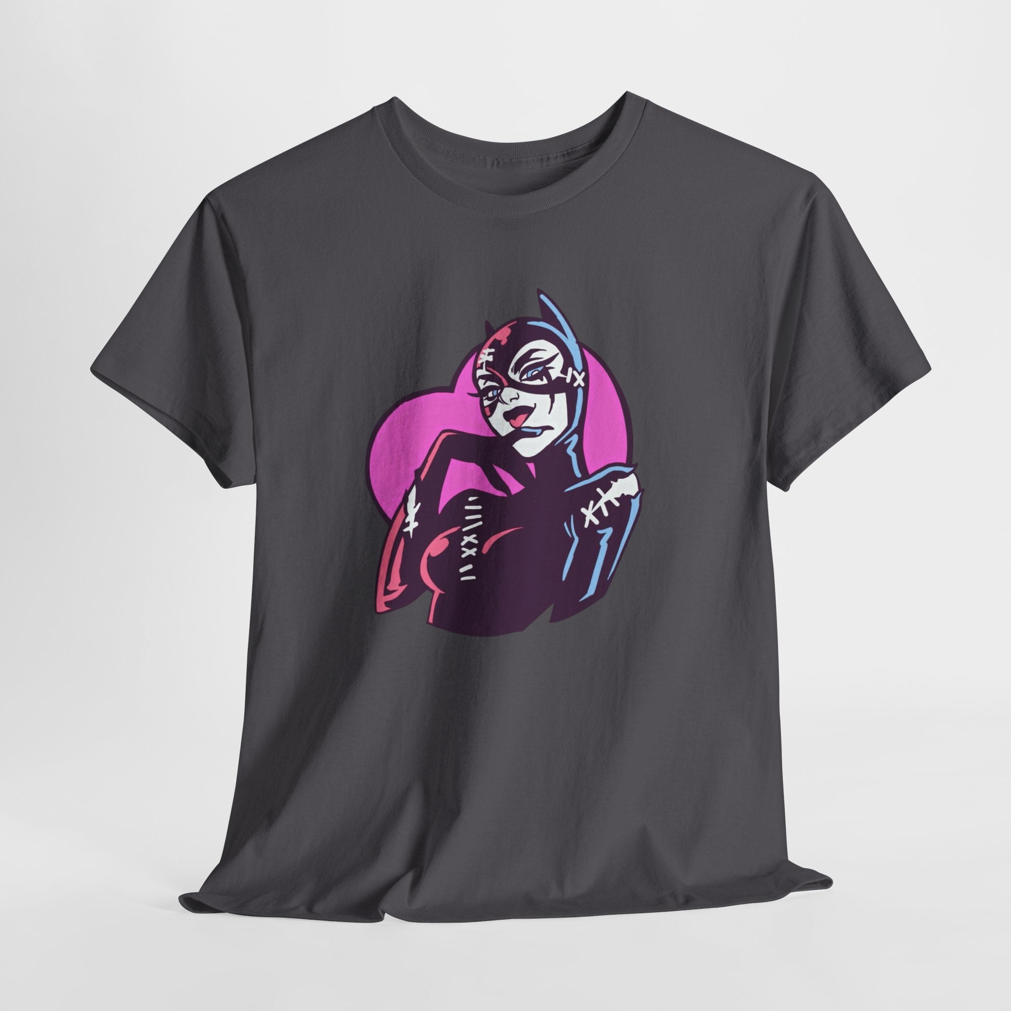 Catwoman Neon Heart Retro Comic T-Shirt — Catwoman Anti-Hero Tee