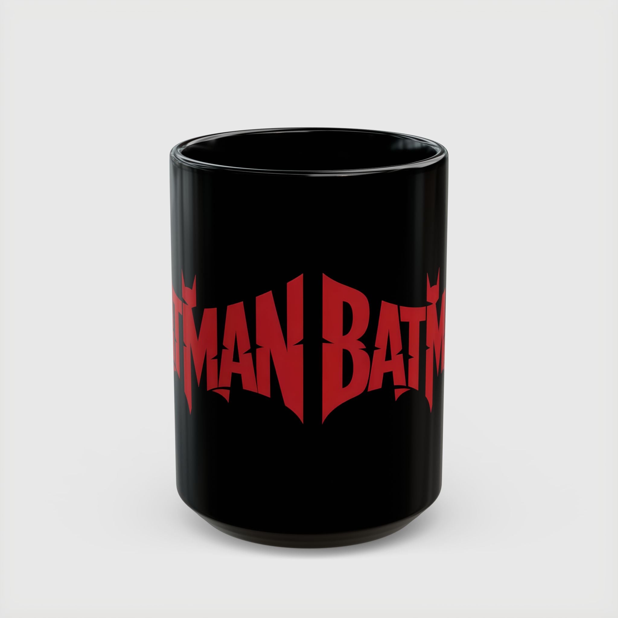 Batman Movie 2022 Red Logo Black Mug — 11oz & 15oz Ceramic Coffee Cup