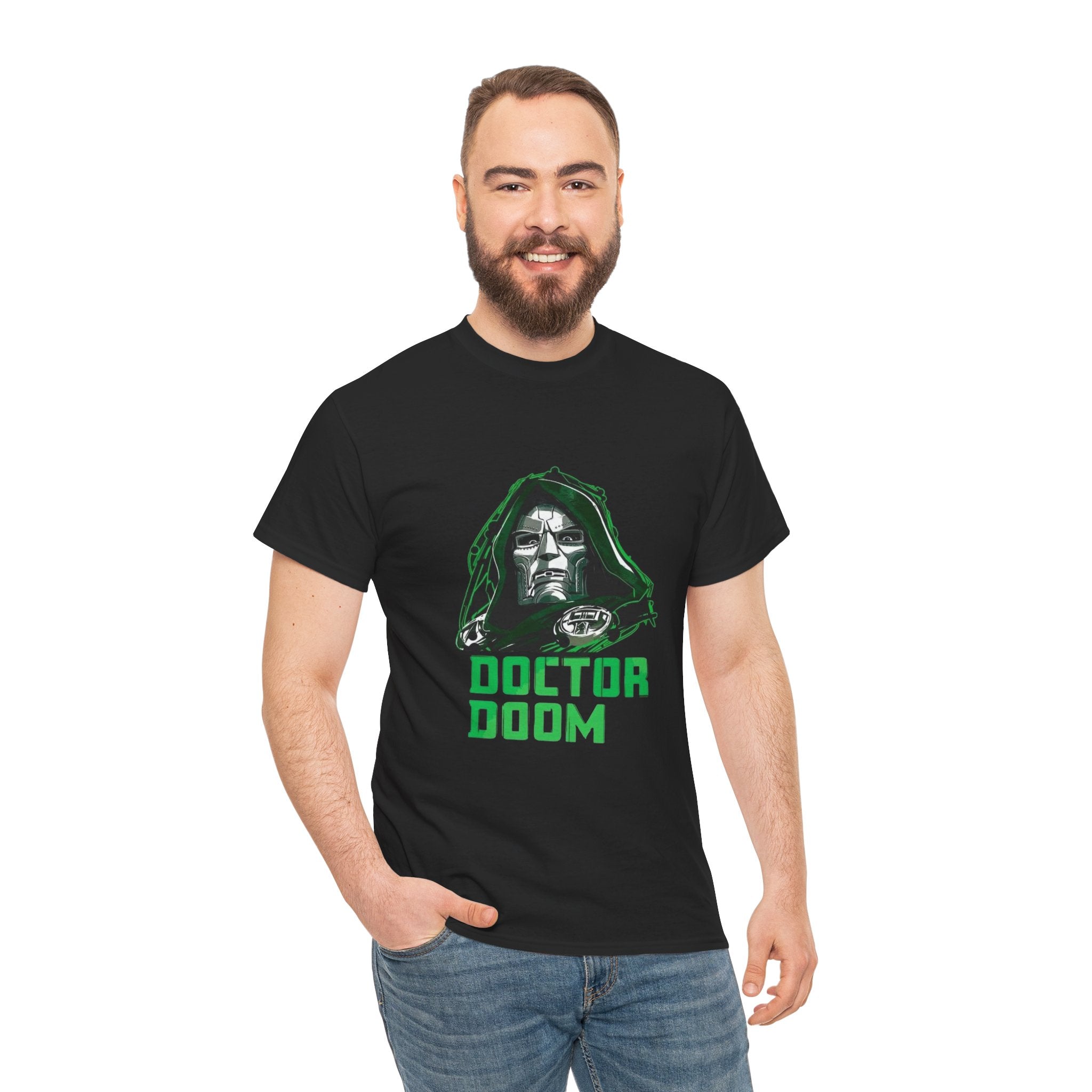 Doctor Doom Retro Green Villain Portrait T-Shirt — Avengers Graphic Tee